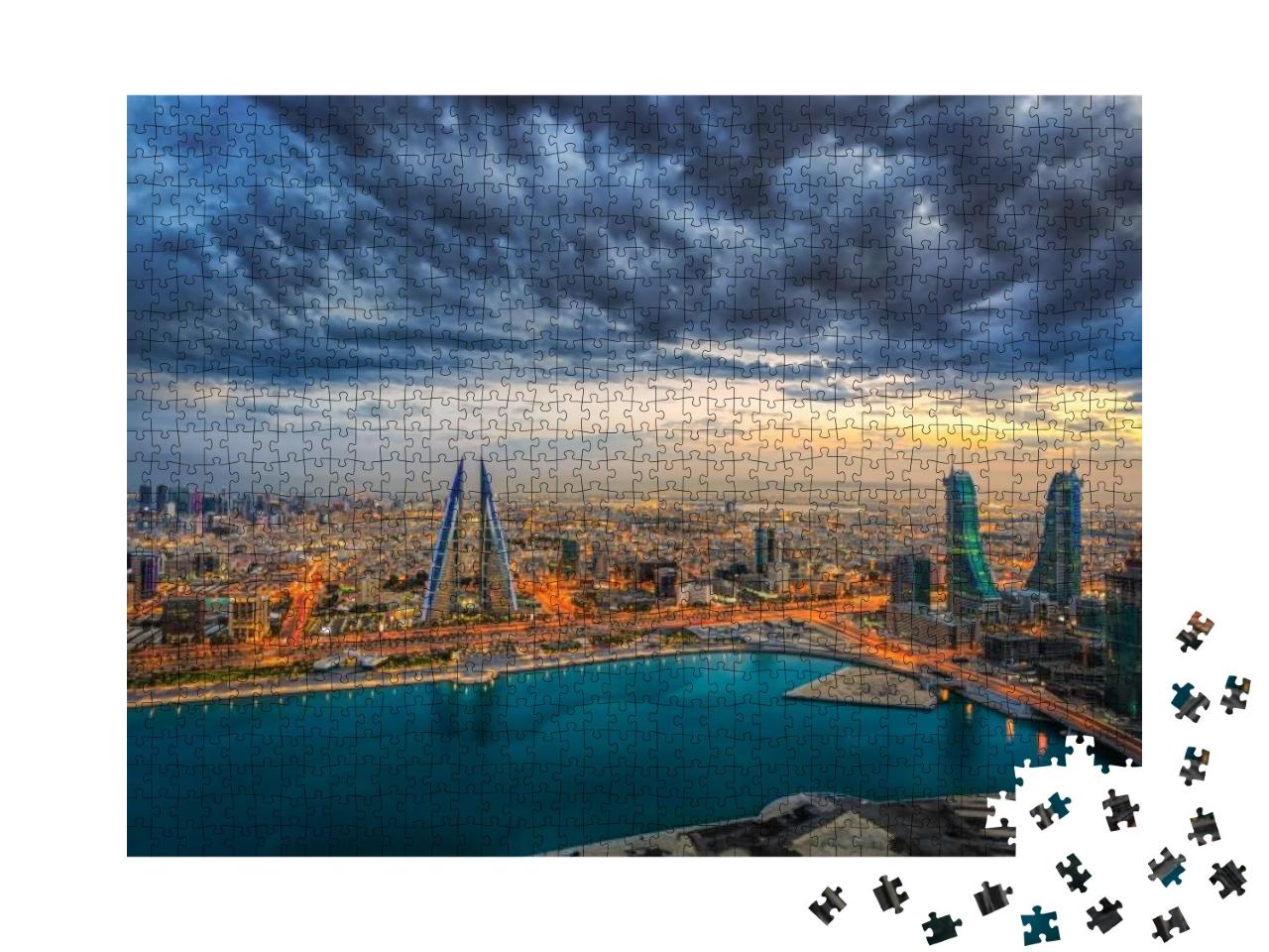 Puzzle 1000 Teile „Luftaufnahme der Architektur in Manama, Bahrain“