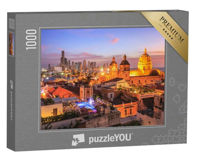 Puzzle 1000 Teile „Nachtansicht von Cartagena de Indias, Kolumbien“