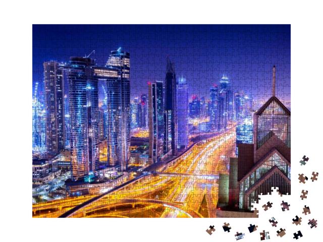 Puzzle 1000 Teile „Downtown Dubai bei Nacht“