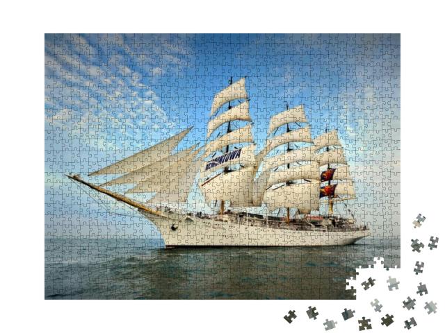 Puzzle 1000 Teile „Dreimaster-Segelschiff unter vollen Segeln“