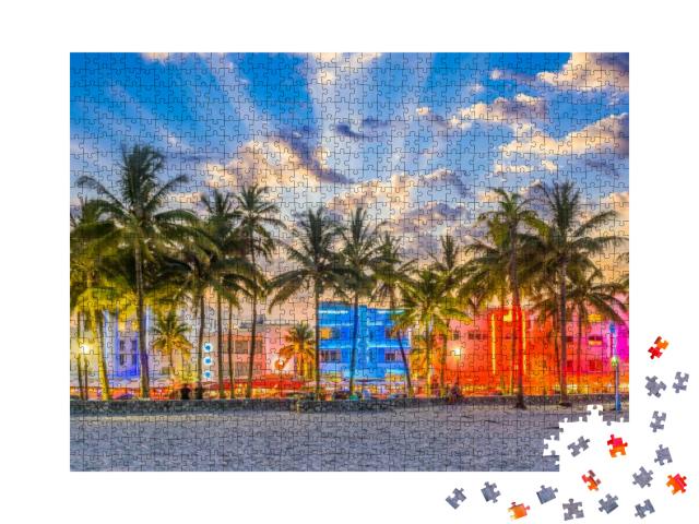 Puzzle 1000 Teile „Stadtbild am Ocean Drive in Miami Beach, Florida, USA“