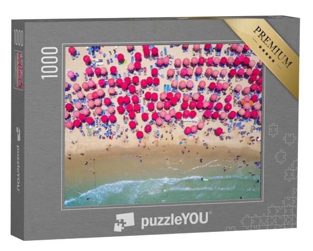 Puzzle 1000 Teile „Tropischer Strand mit bunten Sonnenschirmen “