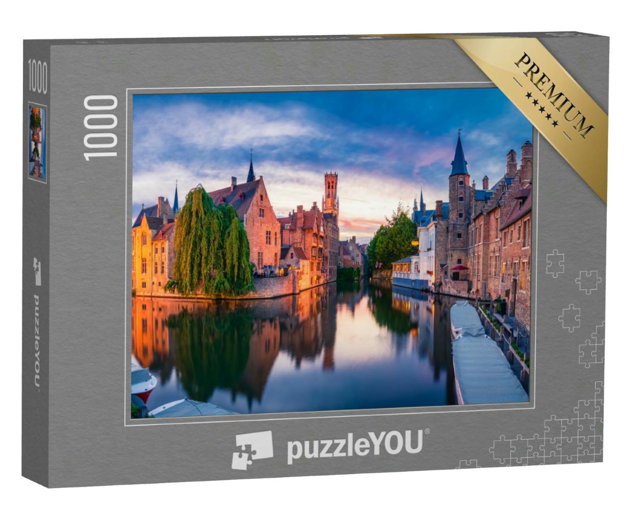 Puzzle 1000 Teile „Wunderschönes Panorama im Sonnenuntergang, Brüssel, Belgien“