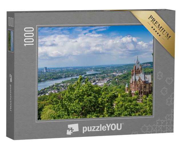 Puzzle 1000 Teile „Landschaft mit einer alten Burg im Siebengebirge im Frühling“
