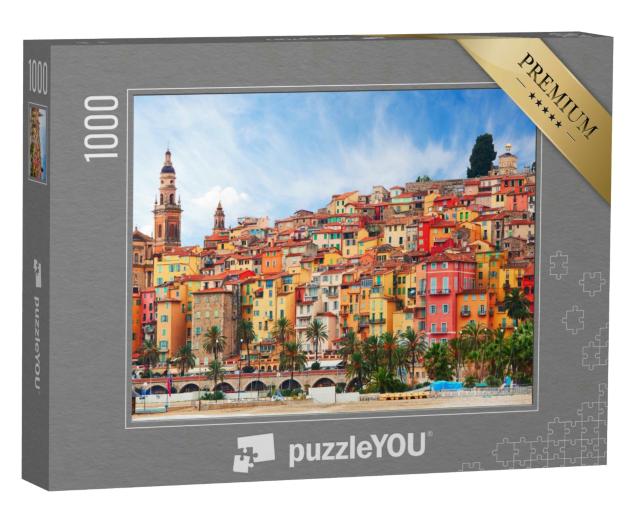 Puzzle 1000 Teile „Blick auf den alten Teil von Menton, Frankreich“