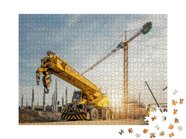 Puzzle 1000 Teile „Kräne auf einer Baustelle“