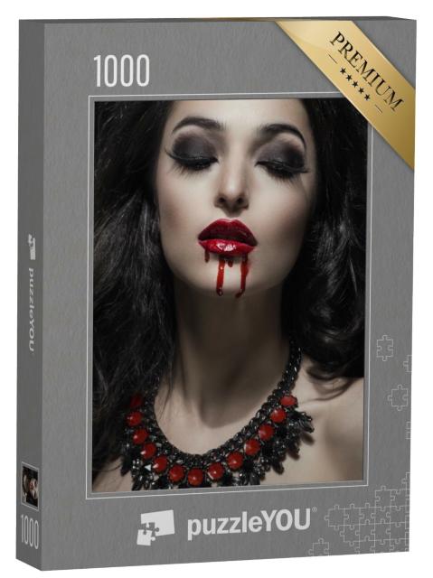 Puzzle 1000 Teile „Porträt einer wunderschönen Gothic-Vampirin“