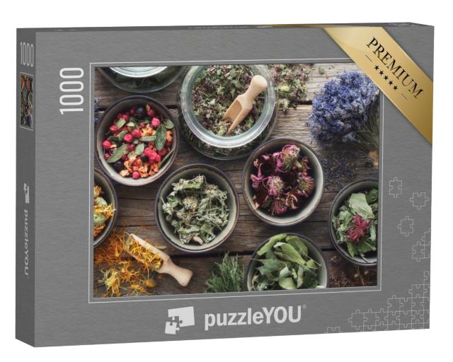 Puzzle 1000 Teile „Schalen und Gläser mit getrockneten Heilkräutern“