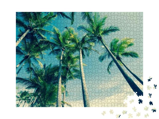 Puzzle 1000 Teile „Tropische Palmen in sanfter Brise“