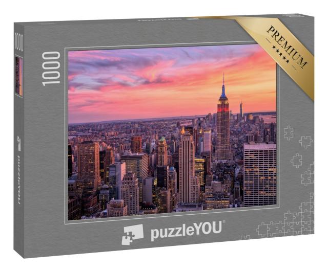 Puzzle 1000 Teile „New York City mit Empire State Building im Sonnenuntergang“