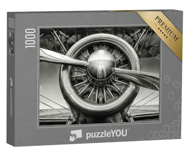 Puzzle 1000 Teile „Nahaufnahme des Sternmotors eines historischen Flugzeugs“