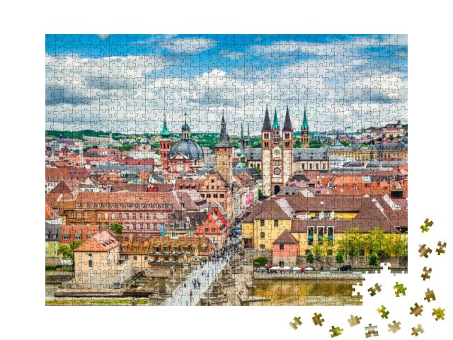 Puzzle 1000 Teile „Würzburg mit der Alten Mainbrücke, Region Franken“