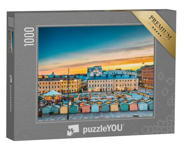 Puzzle 1000 Teile „Abendlicher Weihnachtsmarkt in Helsinki“