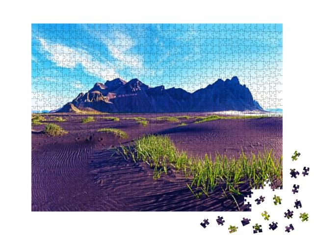 Puzzle 1000 Teile „Morgendämmerung am Berg Vestrahorn auf der Halbinsel Stokksnes, Island“