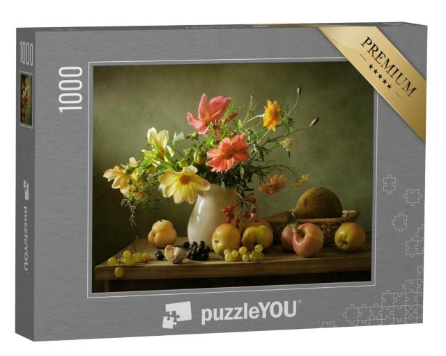 Puzzle 1000 Teile „Stillleben mit Blumen und Früchten“