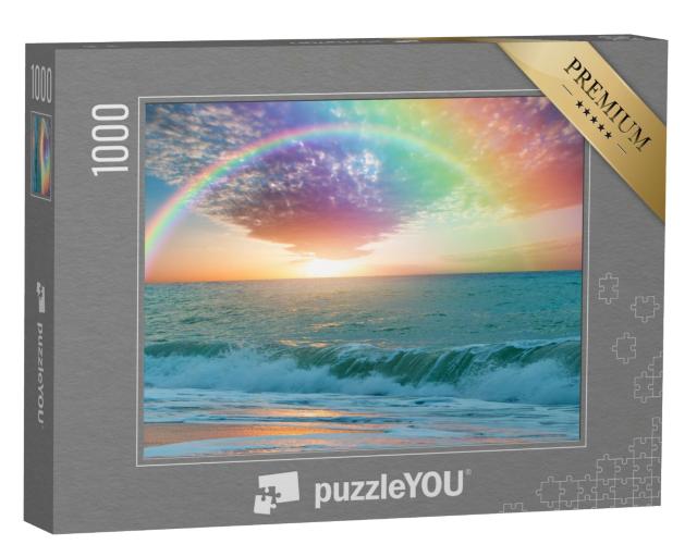 Puzzle 1000 Teile „Türkisfarbenes Meer mit wunderschönem Regenbogen“