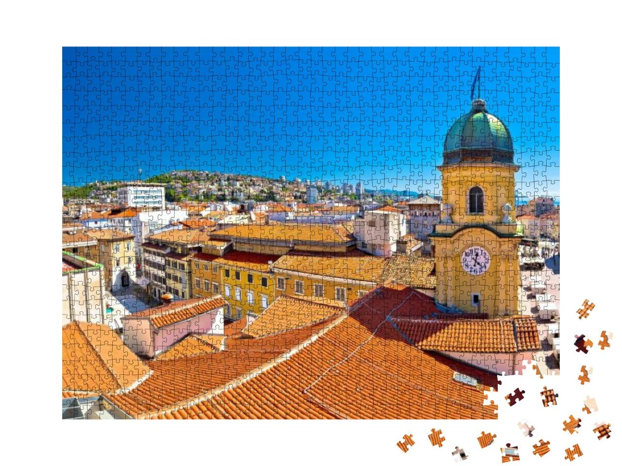 Puzzle 1000 Teile „Uhrturm und zentraler Platz der Stadt Rijeka“