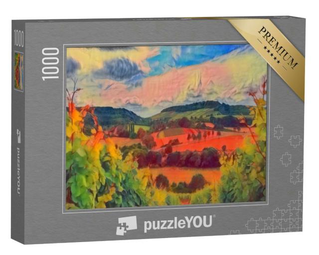 Puzzle 1000 Teile „im Kunst-Stil von Franz Marc - Weinberge bei Heilbronn, Deutschland - Puzzle-Kollektion Künstler & Gemälde“