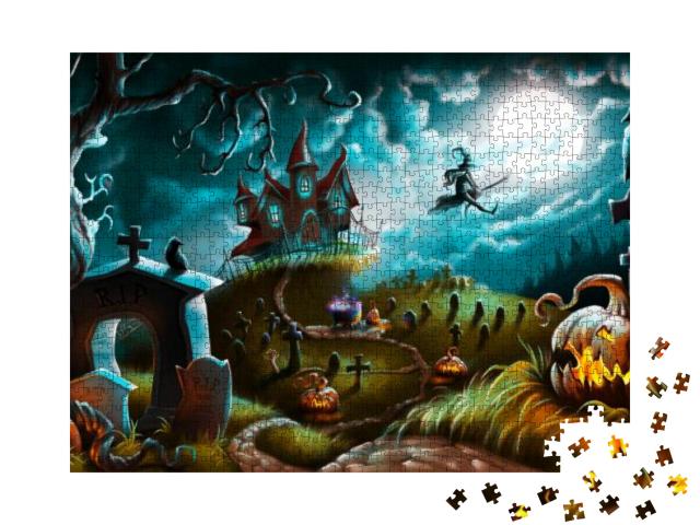 Puzzle 1000 Teile „Illustration: Die mystische Nacht von Halloween“