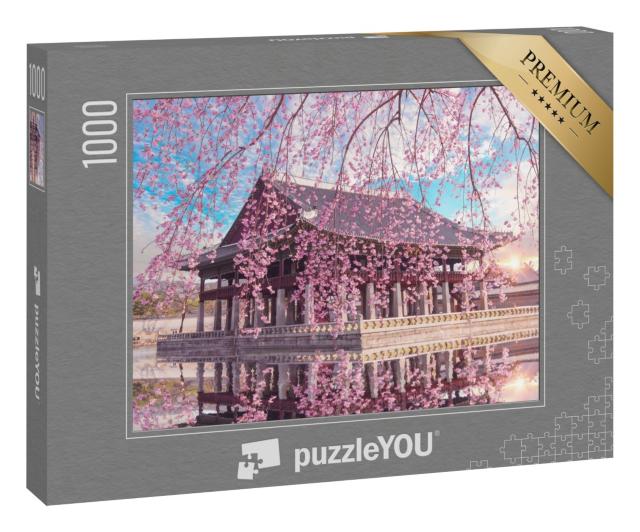 Puzzle 1000 Teile „Kirschblüte am Gyeongbokgung-Palast in Seoul“