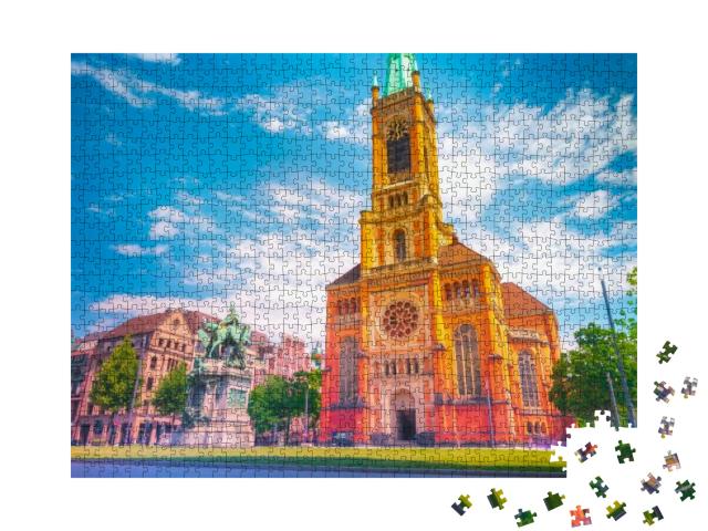 Puzzle 1000 Teile „Johanneskirche in Düsseldorf, Nordrhein-Westfalen“