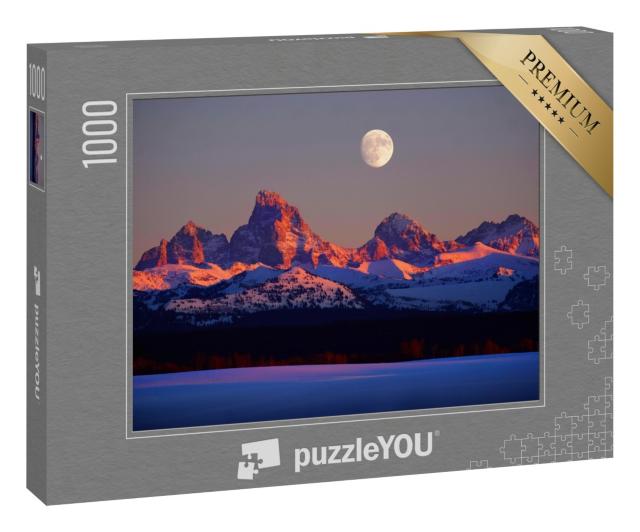 Puzzle 1000 Teile „Vollmond über den glühenden Alpen“