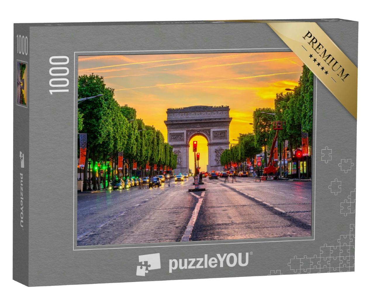 Puzzle 1000 Teile „Champs-Elysees und Arc de Triomphe bei Nacht in Paris, Frankreich“