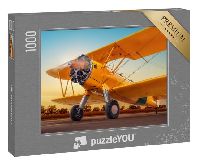 Puzzle 1000 Teile „Historisches Flugzeug auf einer Landebahn“