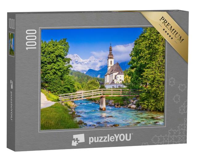 Puzzle 1000 Teile „Nationalpark Berchtesgaden mit Pfarrkirche St. Sebastian im Dorf Ramsau“