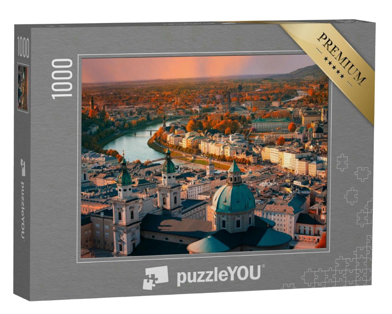 Puzzle 1000 Teile „Salzburg im rot-goldenen Abendlicht“