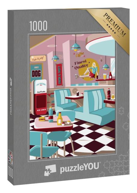 Puzzle 1000 Teile „Amerikanisches Restaurant-Poster im Retro-Stil“