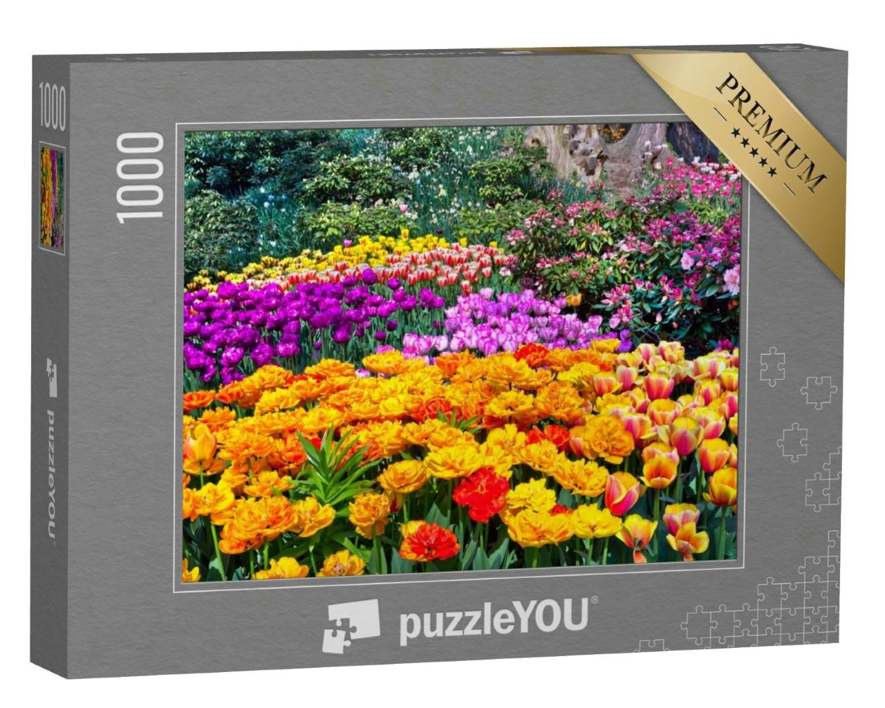 Puzzle 1000 Teile „Bunte Tulpen im Park“