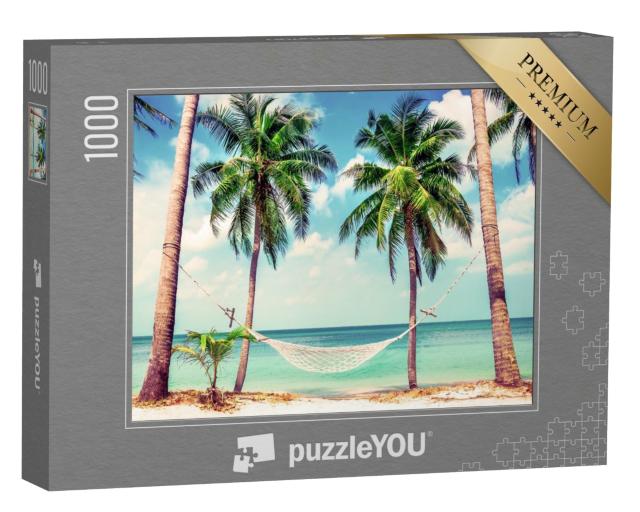 Puzzle 1000 Teile „Hängematte zwischen Palmen“