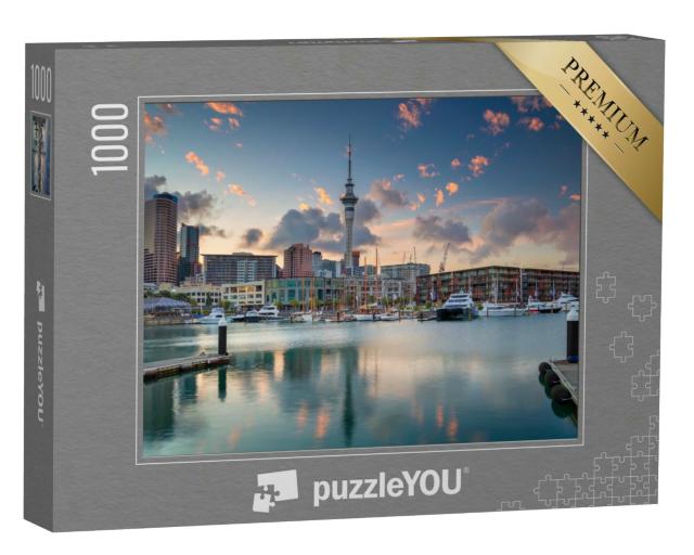 Puzzle 1000 Teile „Auckland Skyline im Sonnenaufgang, Neuseeland“