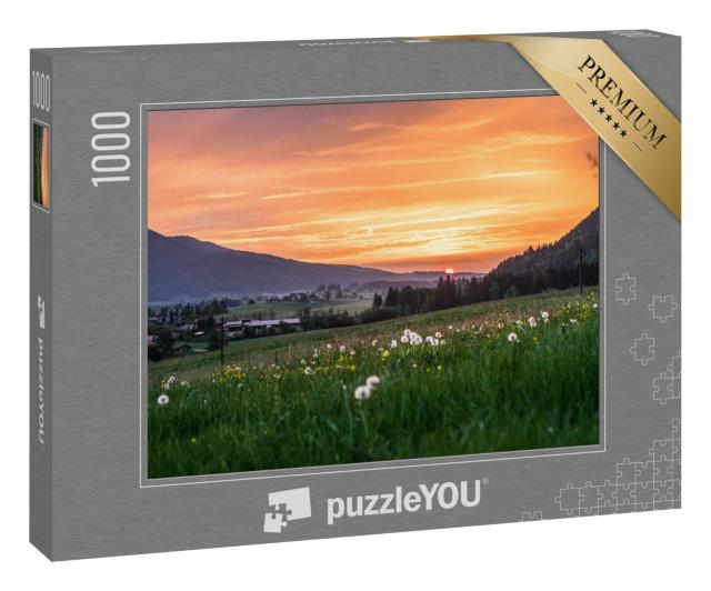 Puzzle 1000 Teile „Sonnenuntergang über Inzell in den Chiemgauer Alpen“