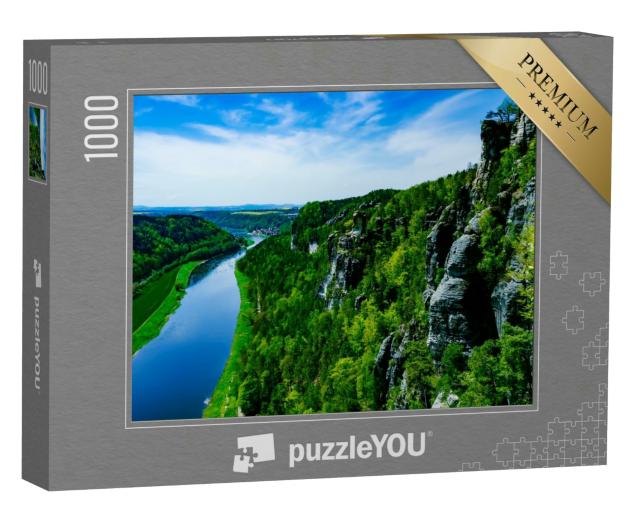 Puzzle 1000 Teile „Blick auf die Elbe in der Sächsischen Schweiz“