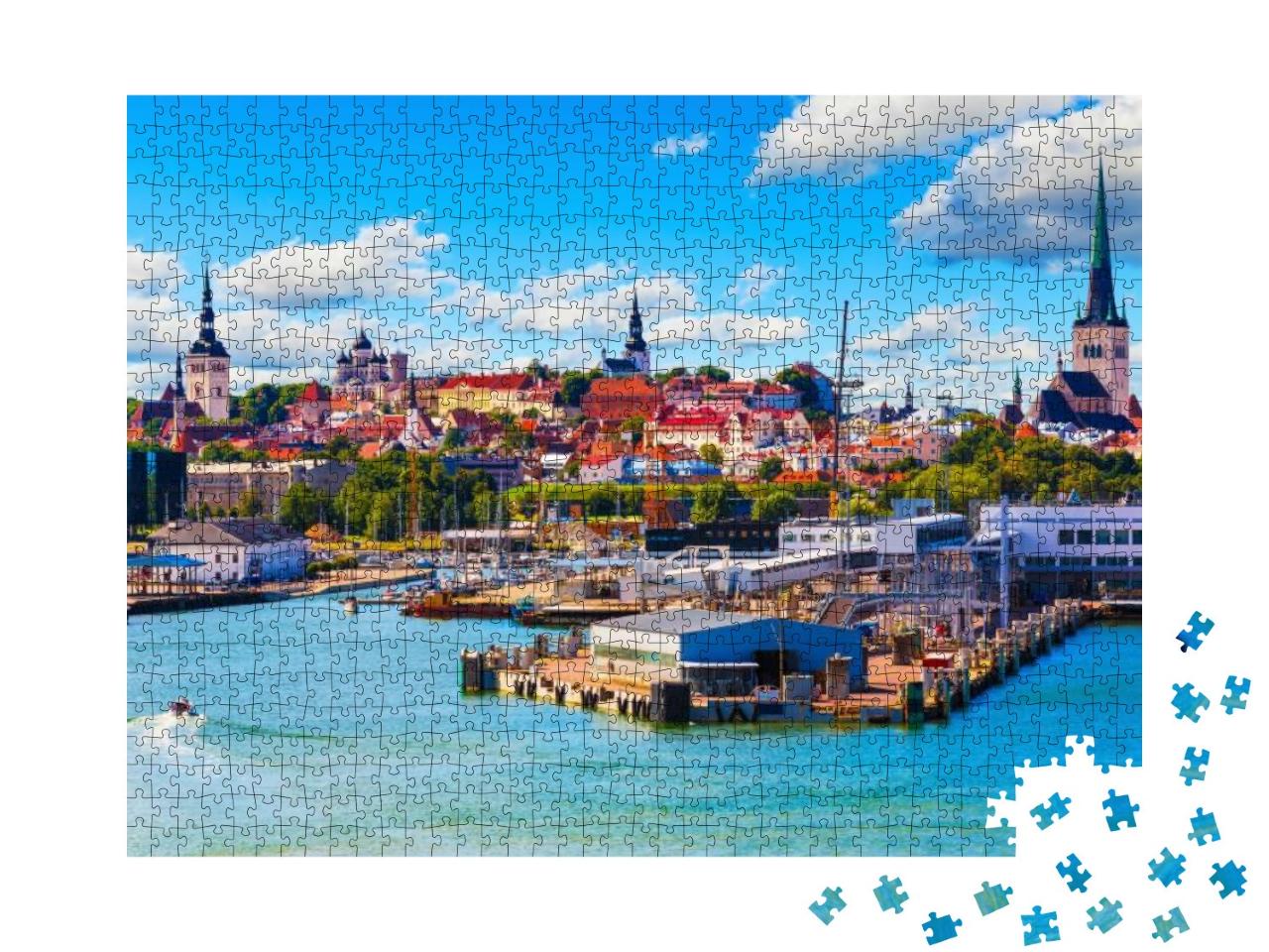 Puzzle 1000 Teile „Wunderschöne Altstadt und Hafen von Tallinn, Estland“
