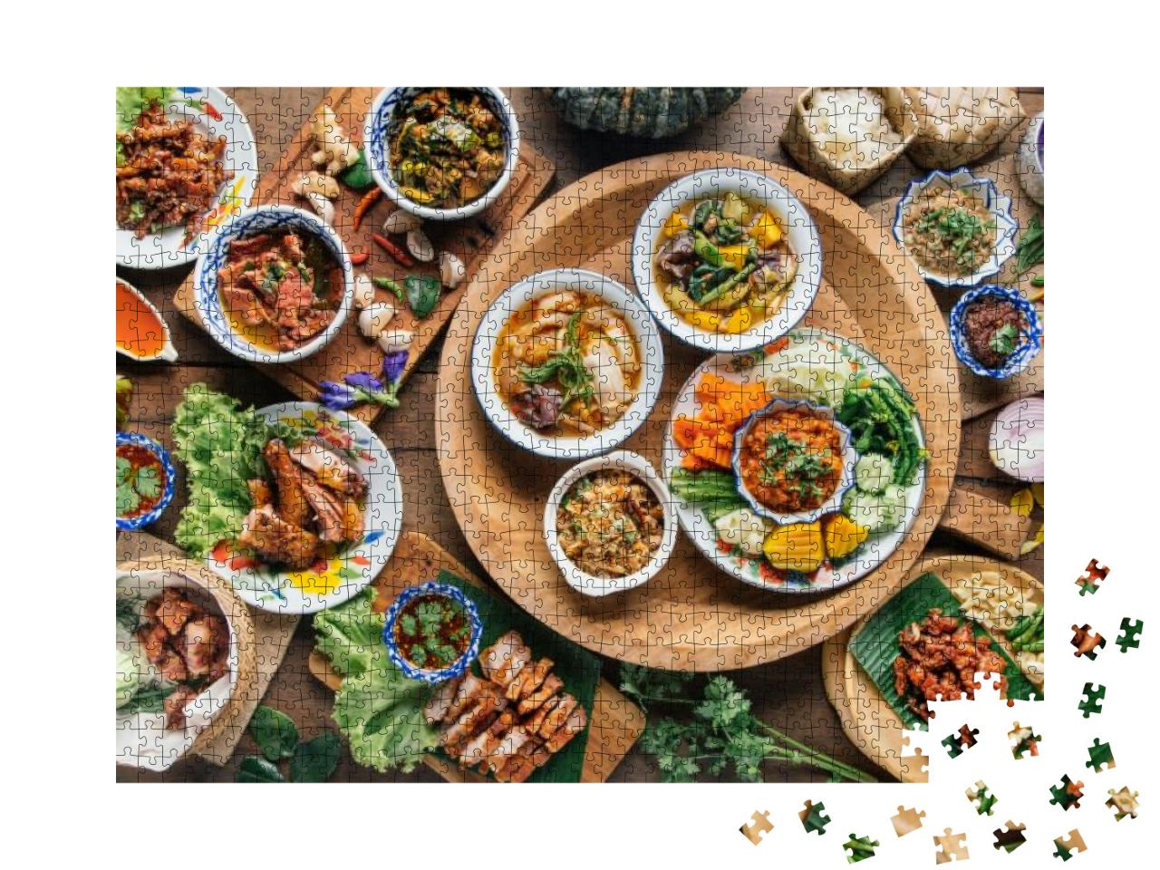 Puzzle 1000 Teile „Essen auf einem Tisch in Thailand“