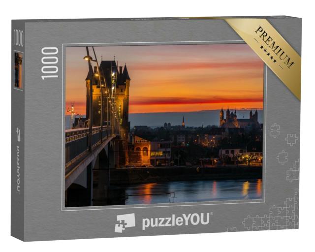 Puzzle 1000 Teile „Rheinbrücke und Dom St.Peter zu Worms, Deutschland“