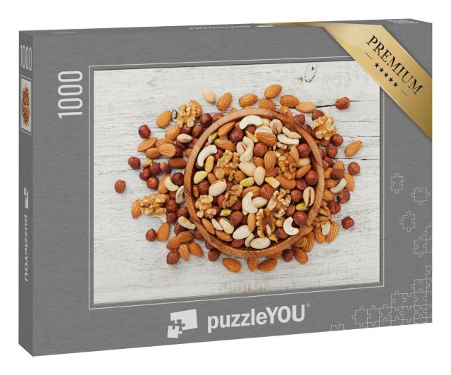 Puzzle 1000 Teile „Holzschale mit gemischten Nüssen“