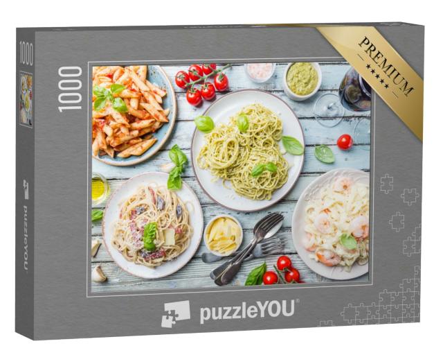 Puzzle 1000 Teile „Eine Auswahl an köstlichen Nudelgerichten“