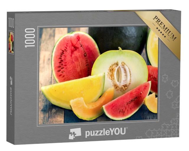 Puzzle 1000 Teile „Köstliche Melonen, frisch aufgeschnitten“