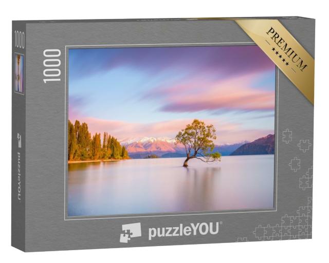 Puzzle 1000 Teile „Der Wanaka-Baum in Neuseeland bei Sonnenaufgang“