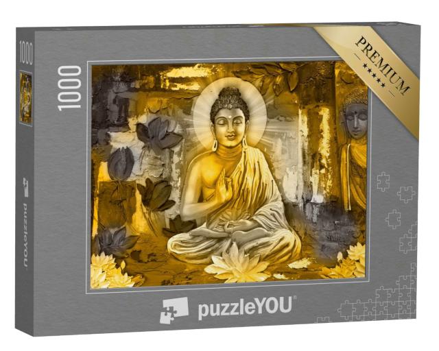 Puzzle 1000 Teile „3D-Illustration mit Buddha und Blumen“