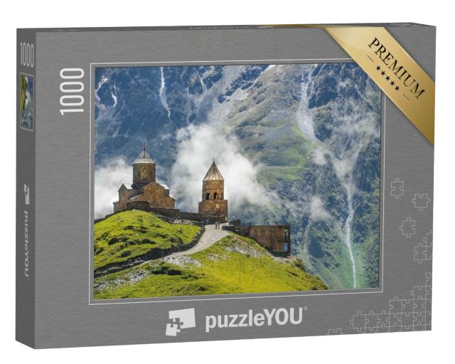 Puzzle 1000 Teile „Dreifaltigkeitskirche Gergeti beim Dorf Gergeti in Georgien“