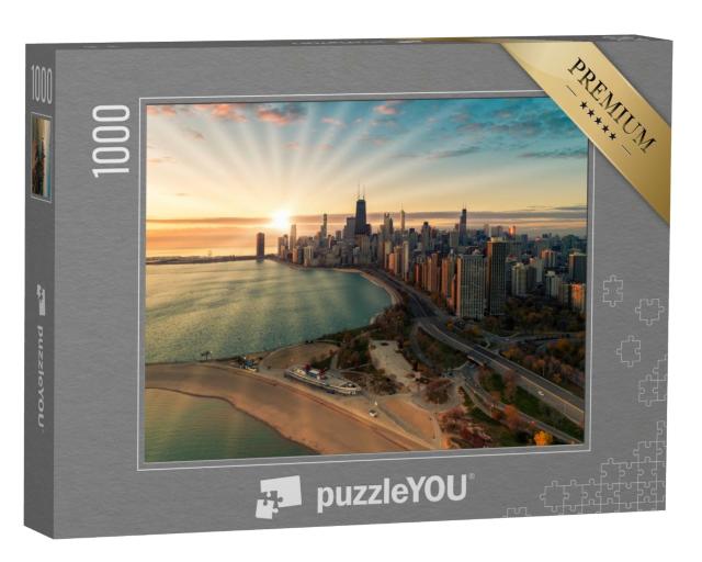Puzzle 1000 Teile „Luftaufnahme von Chicago Downtown Skyline“