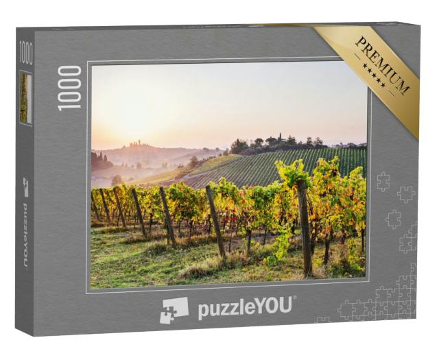 Puzzle 1000 Teile „Weinberge und Landschaft mit San Gimignano “