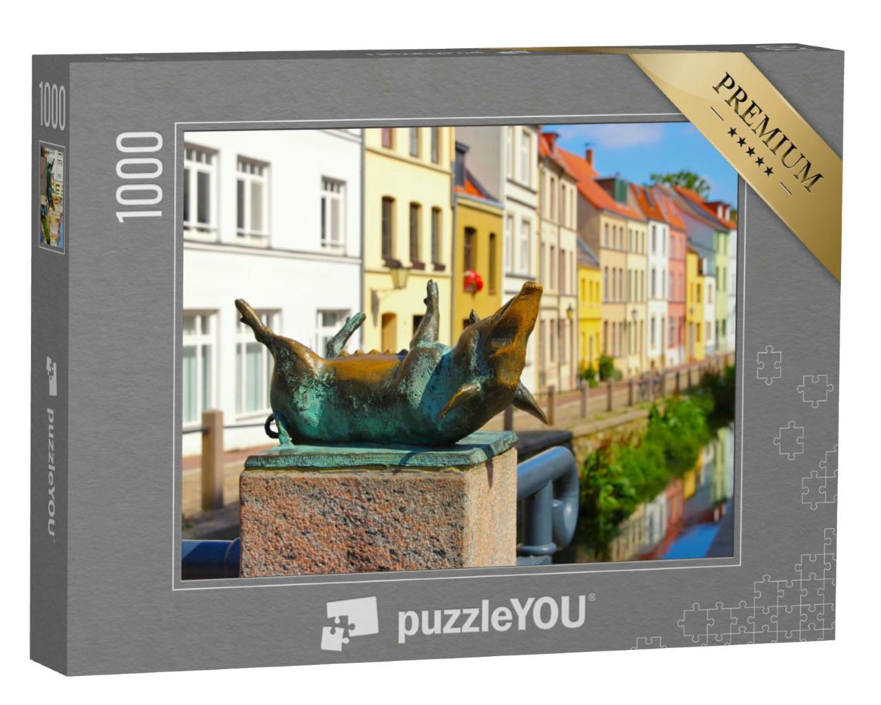 Puzzle 1000 Teile „Altstadt von Wismar in Norddeutschland mit Schweinsbrücke“