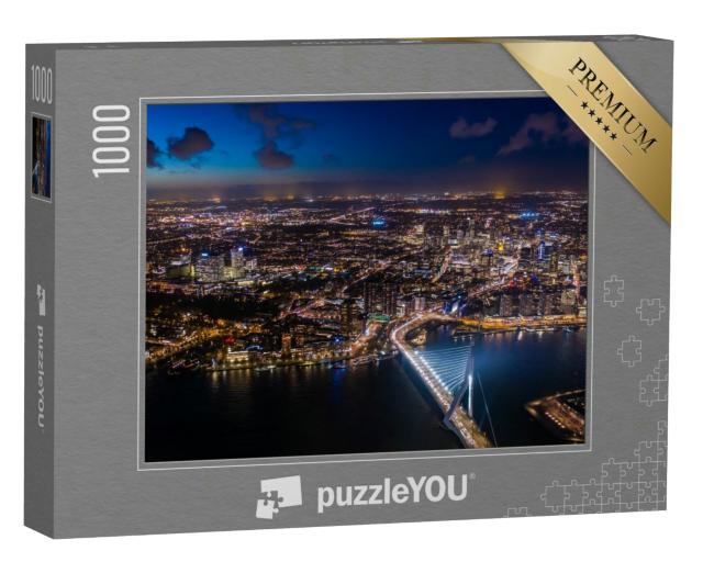 Puzzle 1000 Teile „Stadtbild von Rotterdam bei Nacht“