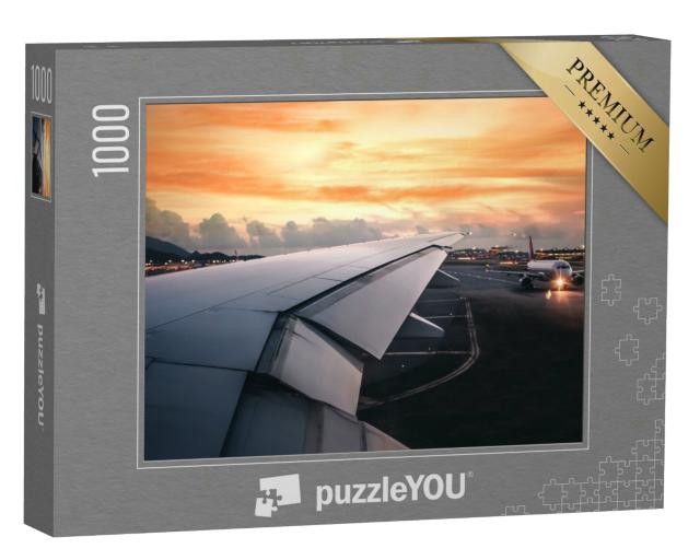 Puzzle 1000 Teile „Sonnenuntergang am Flughafen“
